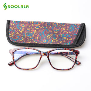SOOLALA Printed Anti Blue Light Blocking Filter Glasses Women Eye Protection Computer Glasses Optical Frame Prescription