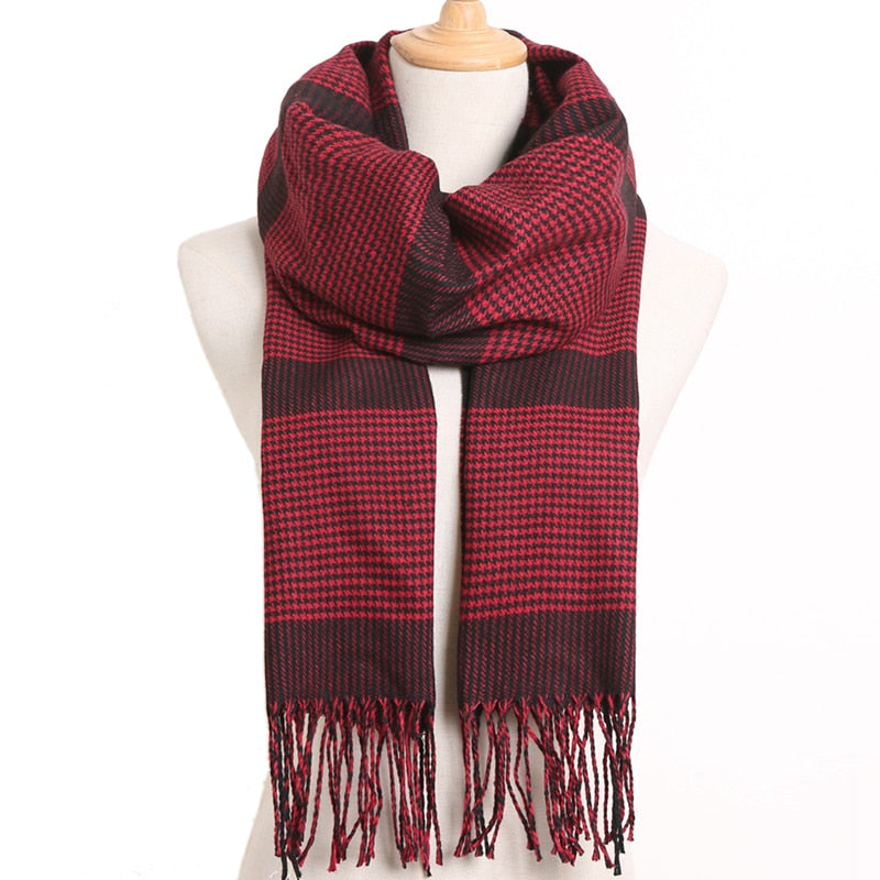 [VIANOSI] 2020 Plaid Winter Scarf Women Warm Foulard Solid Scarves Fashion Casual Scarfs Cashmere Bufandas Hombre