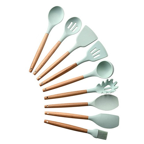 Silicone Kitchenware Cooking Utensils Set Heat Resistant Kitchen Non-Stick Cooking Utensils Baking Tools With Storage Box Tools