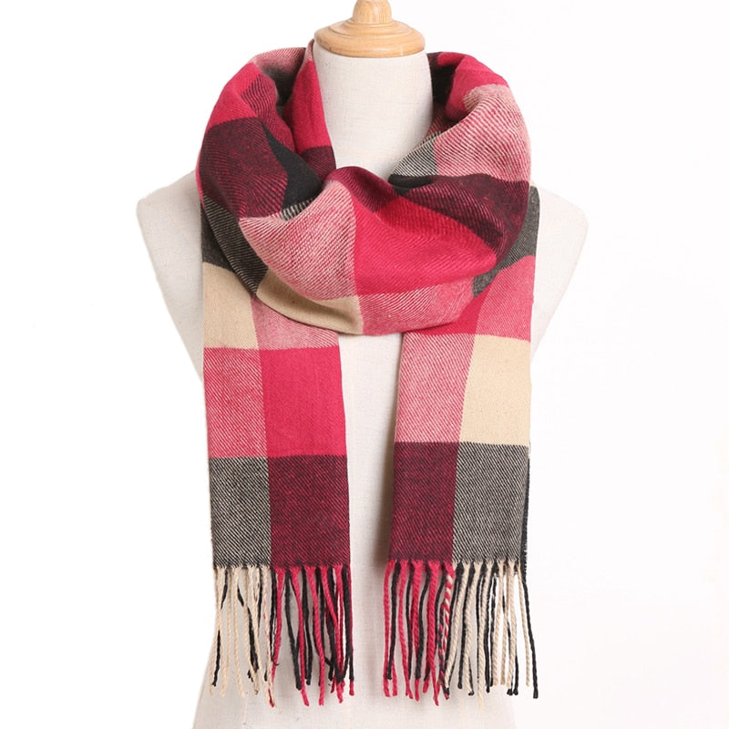 [VIANOSI] 2020 Plaid Winter Scarf Women Warm Foulard Solid Scarves Fashion Casual Scarfs Cashmere Bufandas Hombre
