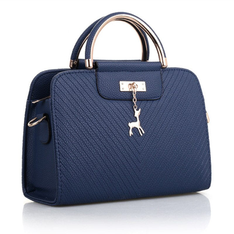 Fashion Handbag 2020 New Women Leather Bag Large Capacity Shoulder Bags Casual Tote Simple Top-handle Hand Bags Deer Decor