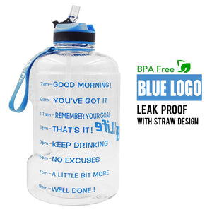 QuiFit 3.78L 2.2L 1.3L 128oz Gallon Water Bottle with Straw Clear Plastic Drinking Bottles GYM Tool Jug BPA Free Sports Cup