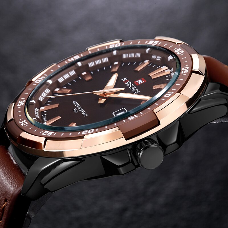 NAVIFORCE Mens Watches Top Luxury Brand Fashion Sport Watches Men Waterproof Quartz Clock Male Army Military Leather Wrist Watch