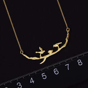 Lotus Fun Real 925 Sterling Silver Handmade Designer Fine Jewelry Cute Bird on Branches Necklace with Pendant for Women Collier