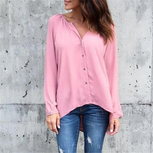 Plus Size 5XL Women's Blouse Long Sleeve Blusas Mujer De Moda 2019 V Neck Women's Shirt Shein Casual Button Chiffon Blouse Tops