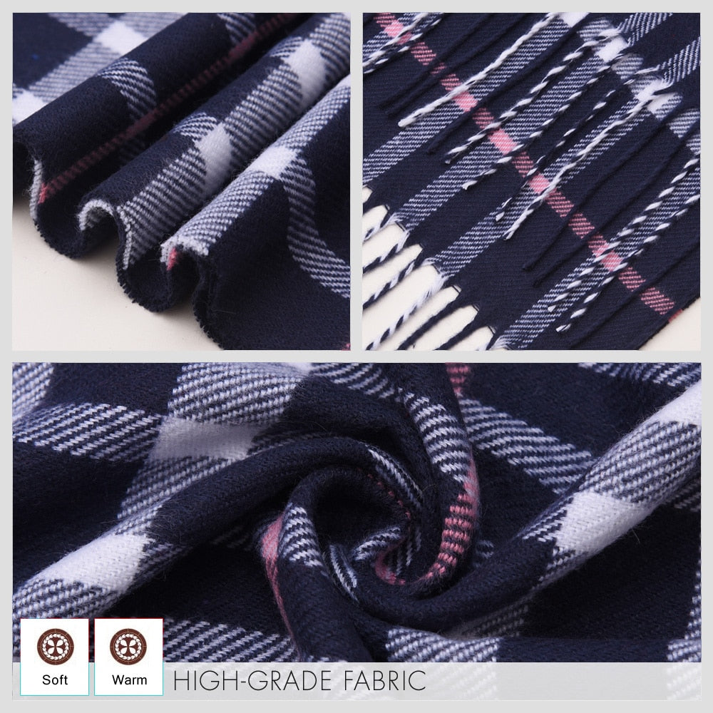 [VIANOSI] 2020 Plaid Winter Scarf Women Warm Foulard Solid Scarves Fashion Casual Scarfs Cashmere Bufandas Hombre