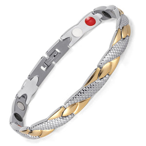 Rainso Stainless Steel Magnetic Bracelets & Bangles Healing Bio Charm Bracelets For Women Rose Gold Polished OSB-692SRGFIR