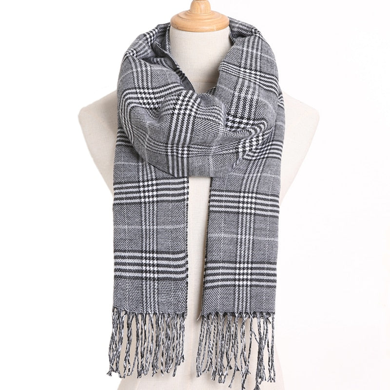 [VIANOSI] 2020 Plaid Winter Scarf Women Warm Foulard Solid Scarves Fashion Casual Scarfs Cashmere Bufandas Hombre