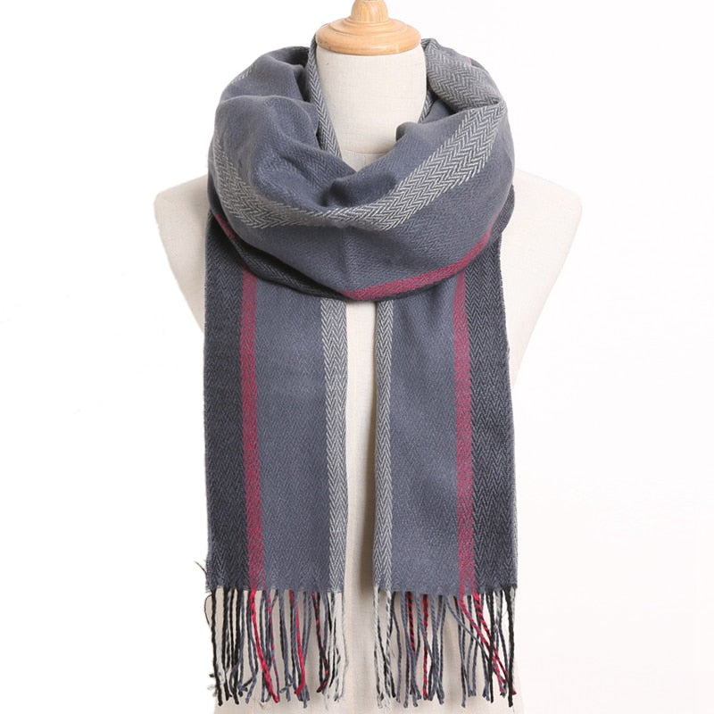 [VIANOSI] 2020 Plaid Winter Scarf Women Warm Foulard Solid Scarves Fashion Casual Scarfs Cashmere Bufandas Hombre
