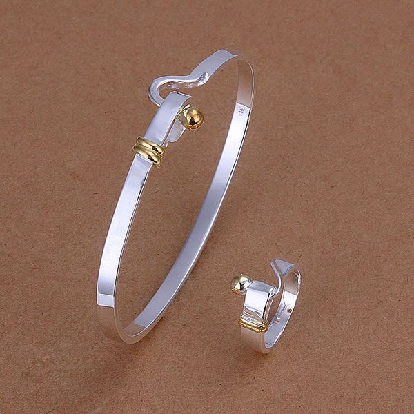 S279 925 Hot Selling Silver Color Jewelry Sets For Women Fashion Jewelry Set Ring Bangle S279 /aojajfqa Babajria