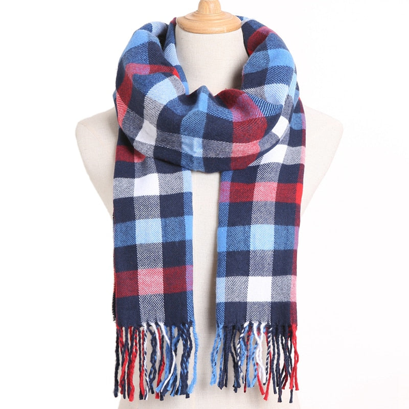 [VIANOSI] 2020 Plaid Winter Scarf Women Warm Foulard Solid Scarves Fashion Casual Scarfs Cashmere Bufandas Hombre