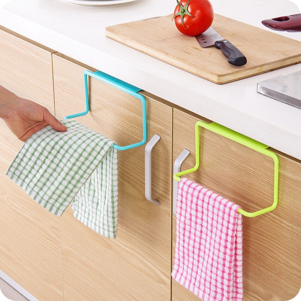 Porte-serviettes support suspendu organisateur salle de bain armoires de cuisine placard cintre serviette porte-éponge support de rangement pour salle de bain