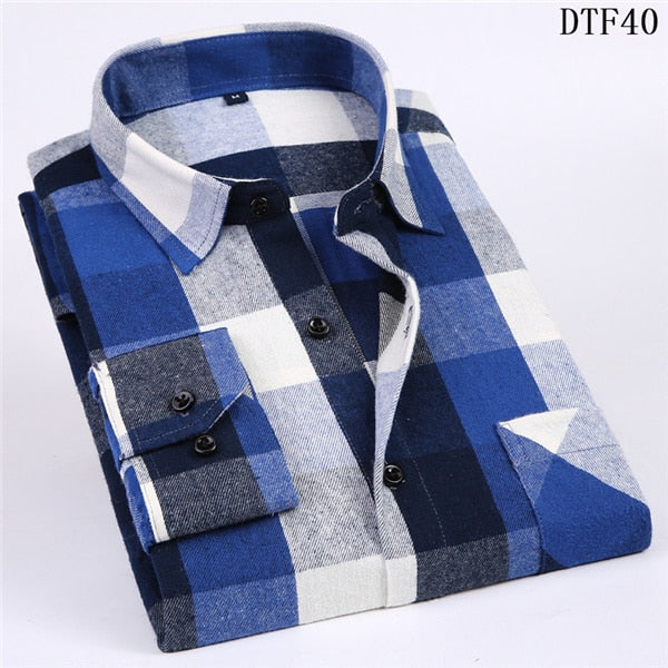 Men Flannel Plaid Shirt 100% Cotton 2020 Spring Autumn Casual Long Sleeve Shirt Soft Comfort Slim Fit Styles Brand Man Plus Size