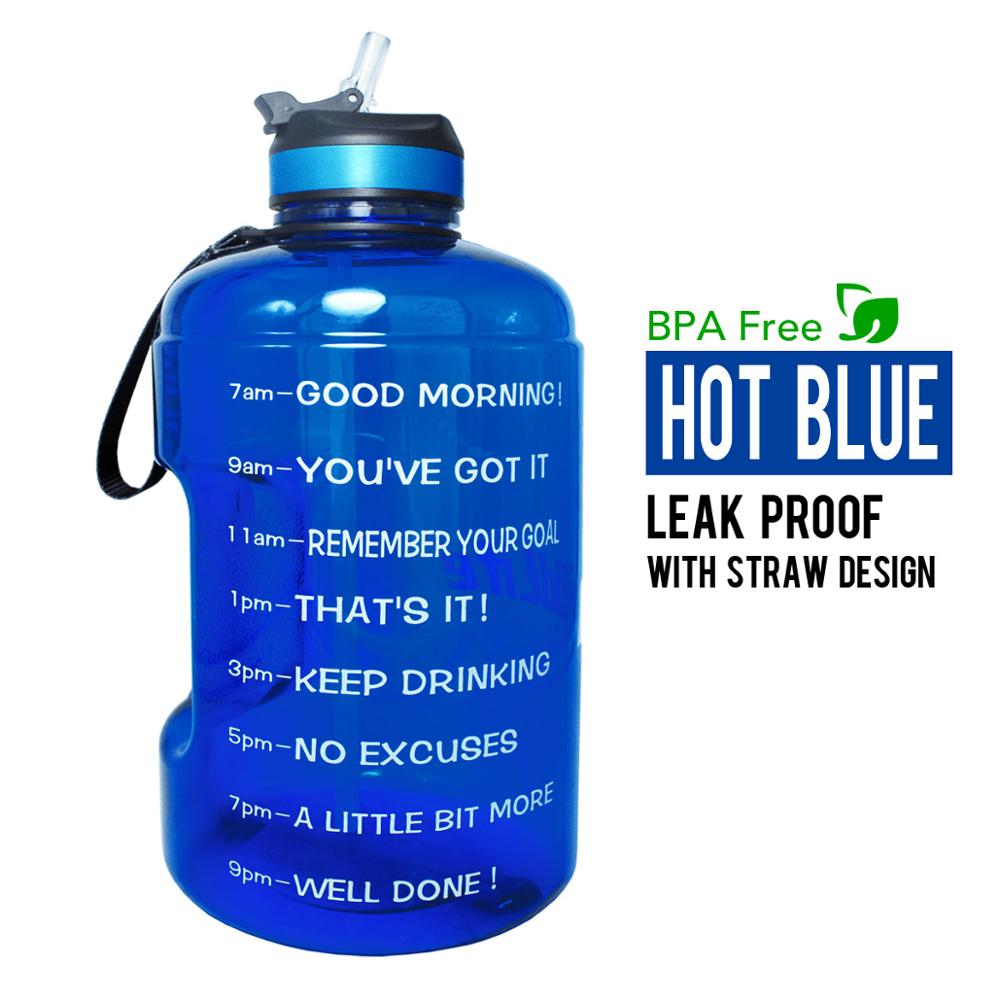 QuiFit 3.78L 2.2L 1.3L 128oz Gallon Water Bottle with Straw Clear Plastic Drinking Bottles GYM Tool Jug BPA Free Sports Cup