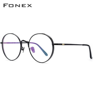 FONEX Pure Titanium Glasses Frame Men Retro Round Myopia Optical Prescription Eyeglasses Frames Women Vintage Eyewear 884
