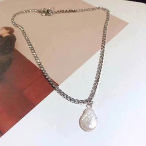 Women Bohemian Crystal Baroque Pearl Necklaces & Pendants Wedding Party Jewelry Handmade