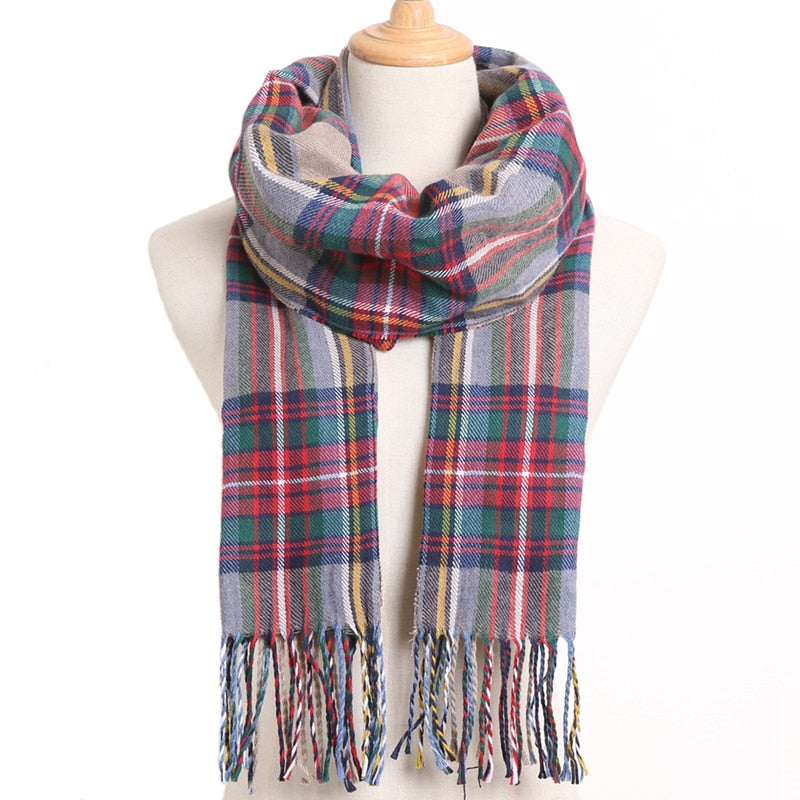 [VIANOSI] 2020 Plaid Winter Scarf Women Warm Foulard Solid Scarves Fashion Casual Scarfs Cashmere Bufandas Hombre