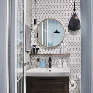 Hexagon Off White Vinyl Sticker Self Adhesive Wallpaper 3D Peel and Stick Square Wall Tiles for Kitchen and Bathroom Backsplash