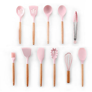 Silicone Kitchenware Cooking Utensils Set Heat Resistant Kitchen Non-Stick Cooking Utensils Baking Tools With Storage Box Tools