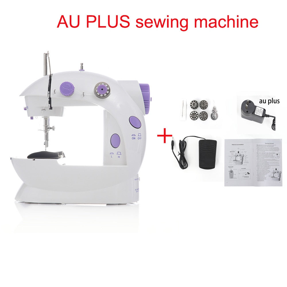 INNE Sewing Machine Mini Portable Household Night Light Foot Pedal Straight Line Hand Table Two Thread Kit Electric
