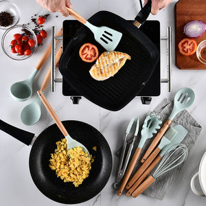Silicone Kitchenware Cooking Utensils Set Heat Resistant Kitchen Non-Stick Cooking Utensils Baking Tools With Storage Box Tools