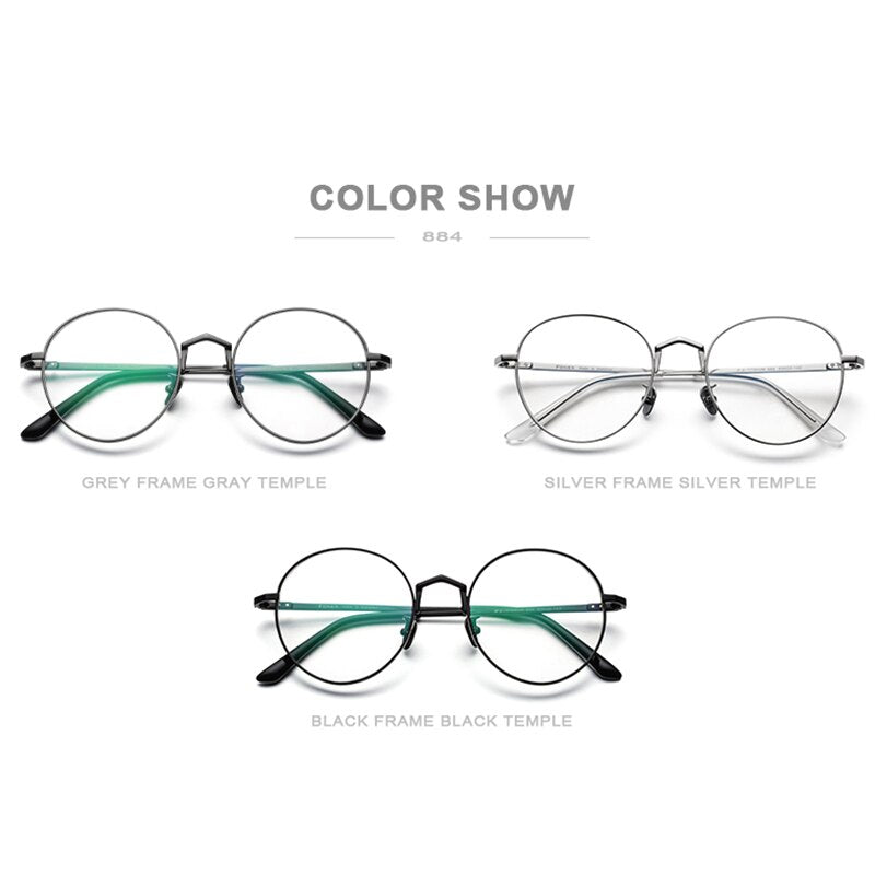 FONEX Pure Titanium Glasses Frame Men Retro Round Myopia Optical Prescription Eyeglasses Frames Women Vintage Eyewear 884