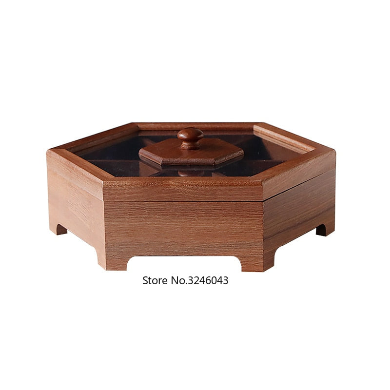 European creative solid wood candy box with lid dry fruit snack box home wooden nuts melon storage box wedding gift