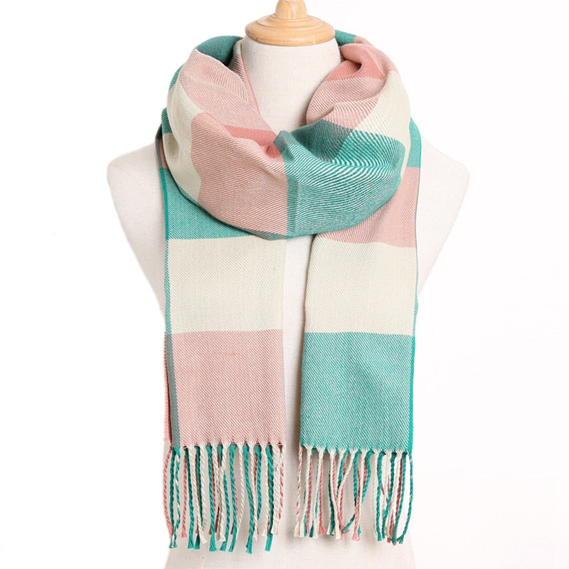 [VIANOSI] 2020 Plaid Winter Scarf Women Warm Foulard Solid Scarves Fashion Casual Scarfs Cashmere Bufandas Hombre