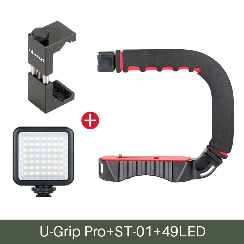 Ulanzi u-grip Pro Triple montage sur chaussure stabilisateur vidéo poignée vidéo poignée caméra téléphone Kit de montage vidéo pour Nikon Canon iPhone X 8 7