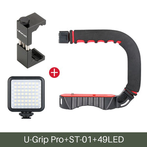 Ulanzi u-grip Pro Triple montage sur chaussure stabilisateur vidéo poignée vidéo poignée caméra téléphone Kit de montage vidéo pour Nikon Canon iPhone X 8 7