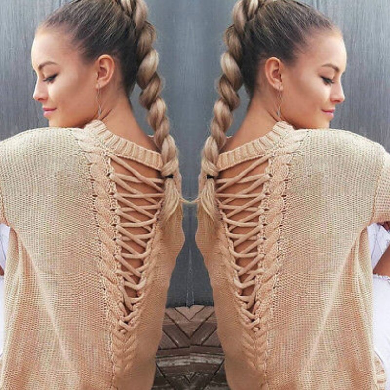 Women Pullover Sweater Slim Long Sleeve O-neck Knitted Blouse Chandail Femme Sexy Tops Ladies Crocheted Knitwear Clothing Women