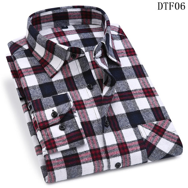 Men Flannel Plaid Shirt 100% Cotton 2020 Spring Autumn Casual Long Sleeve Shirt Soft Comfort Slim Fit Styles Brand Man Plus Size