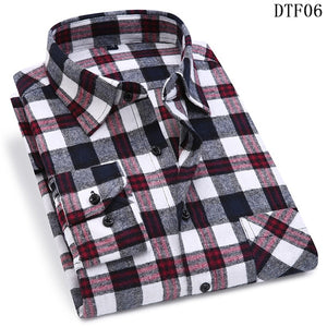 Men Flannel Plaid Shirt 100% Cotton 2020 Spring Autumn Casual Long Sleeve Shirt Soft Comfort Slim Fit Styles Brand Man Plus Size