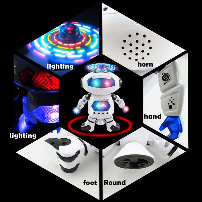 Hot 360 espace rotatif intelligent danse astronaute Robot musique lumière LED électronique marche drôle jouets pour enfants enfants cadeau d'anniversaire