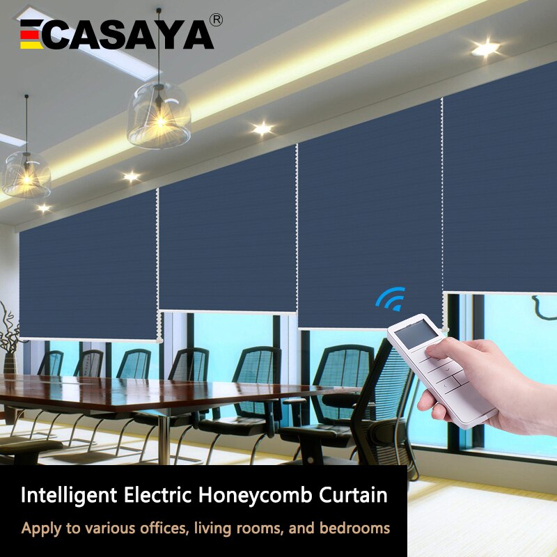 Made-to-Order Blackout Motorized Cellular Shades, Cordless Honeycomb blinds, Remote and Batteries Included