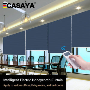 Made-to-Order Blackout Motorized Cellular Shades, Cordless Honeycomb blinds, Remote and Batteries Included