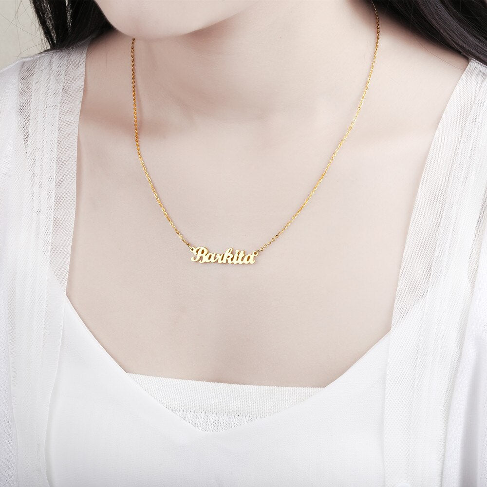 Personalized Name Necklace Gold Stainless Steel Name Necklace Customized Name Necklaces,Custom Pendant, Charm Women Jewelry Gift