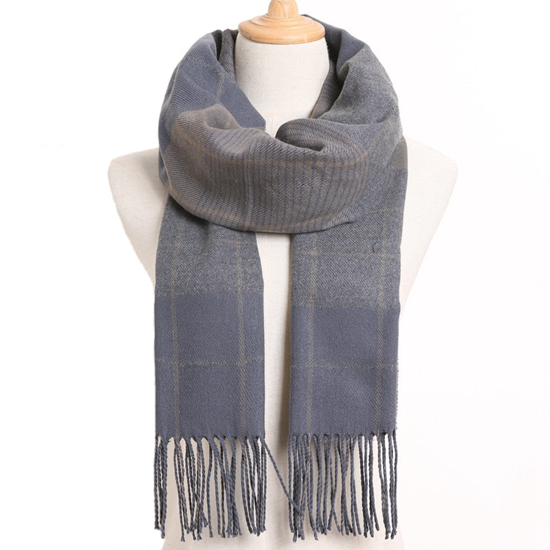 [VIANOSI] 2020 Plaid Winter Scarf Women Warm Foulard Solid Scarves Fashion Casual Scarfs Cashmere Bufandas Hombre