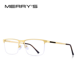 MERRYS DESIGN Men Titanium Glasses Frame Ultralight Square Eye Myopia Prescription Eyeglasses Male Half Optical Frame S2014