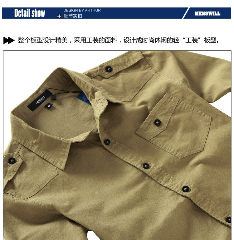Men's Army Long Sleeve Slim Shirts