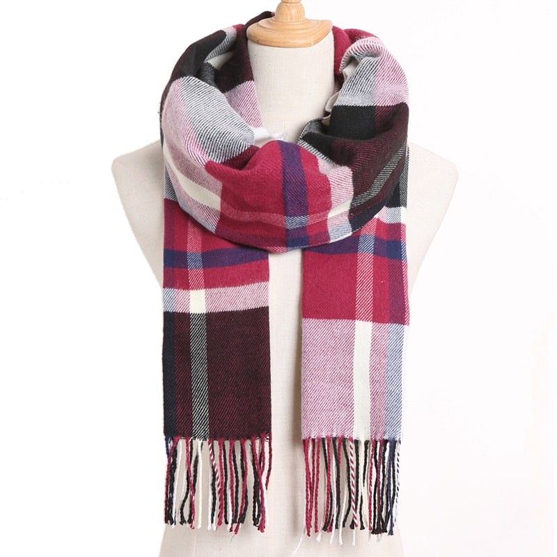[VIANOSI] 2020 Plaid Winter Scarf Women Warm Foulard Solid Scarves Fashion Casual Scarfs Cashmere Bufandas Hombre