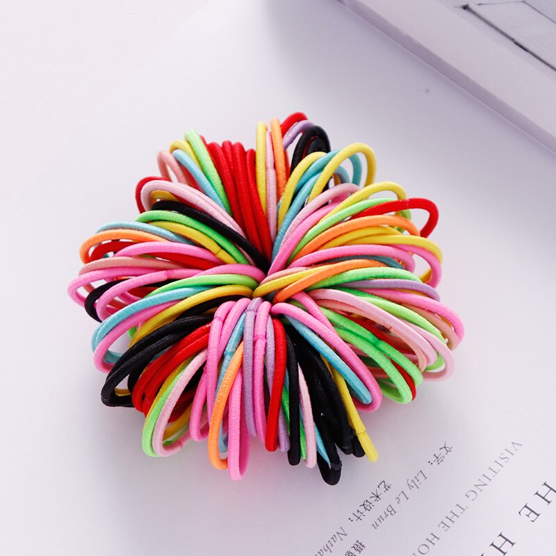 100PCS/Set Girls Candy Colors Nylon Elastic Hair Bands Children Rubber Band Headband Scrunchie Fashion Hair Accessories