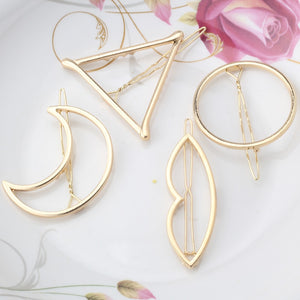 Fashion Woman Hair Accessories Triangle Hair Clip Pin Metal Geometric Alloy Hairband Moon Circle Hairgrip Barrette Girls Holder