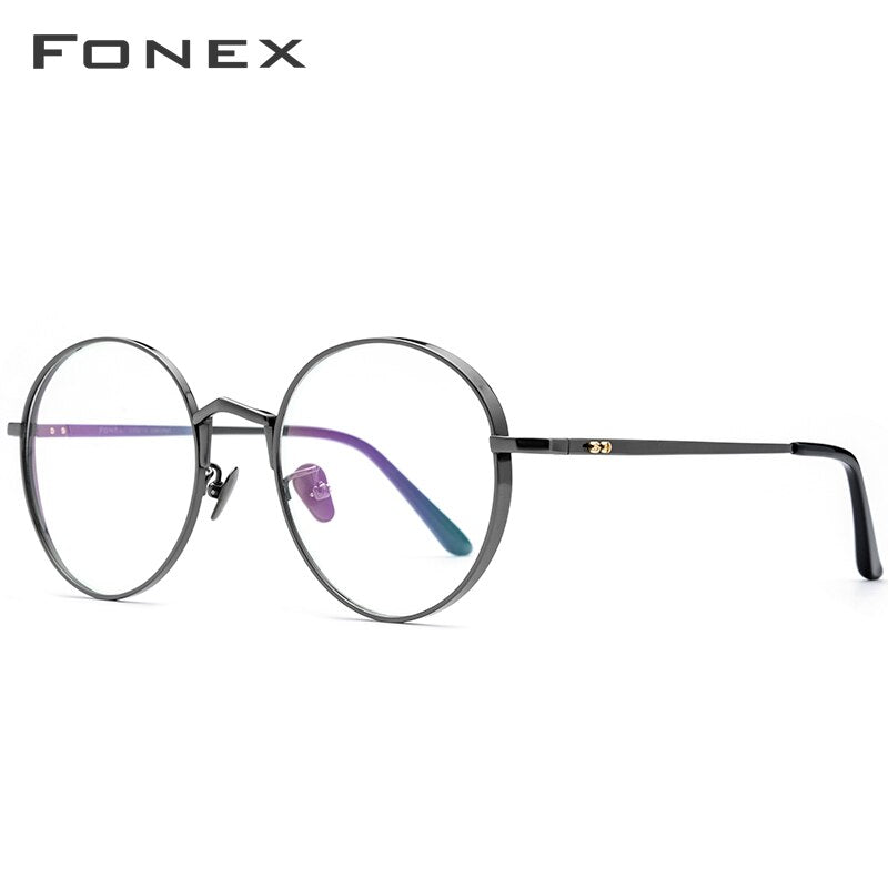 FONEX Pure Titanium Glasses Frame Men Retro Round Myopia Optical Prescription Eyeglasses Frames Women Vintage Eyewear 884