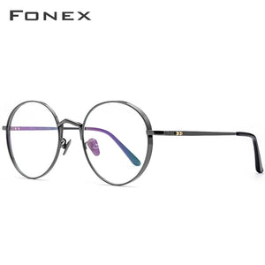 FONEX Pure Titanium Glasses Frame Men Retro Round Myopia Optical Prescription Eyeglasses Frames Women Vintage Eyewear 884