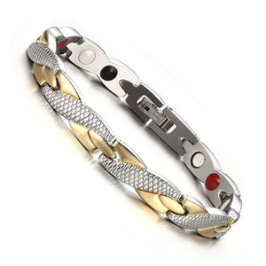 Vinterly Energy Magnetic Bracelet Men Gold-color Chain Health Bracelet Male Germanium Stainless Steel Magnetic Bracelets for Men