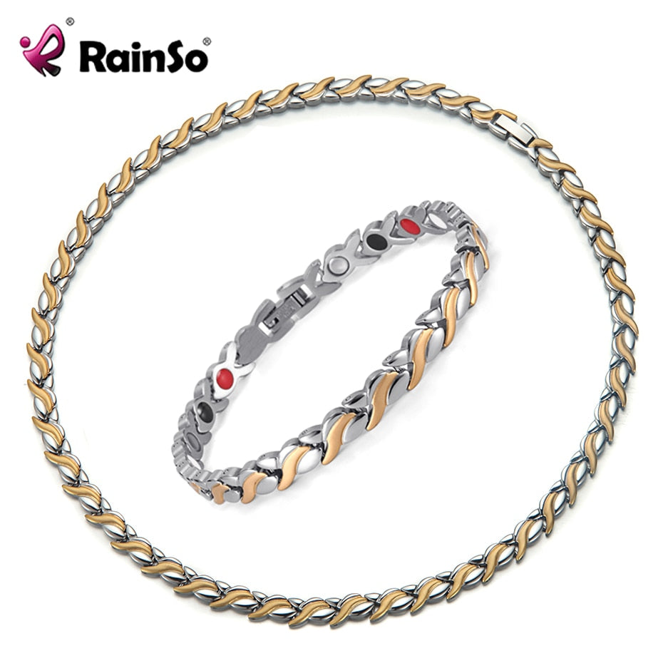 Rainso Magnetic Jewelry Set Hologram Power Necklaces Bracelets Chain & Link Classic Wedding Health Jewellry for Lady / Unisex
