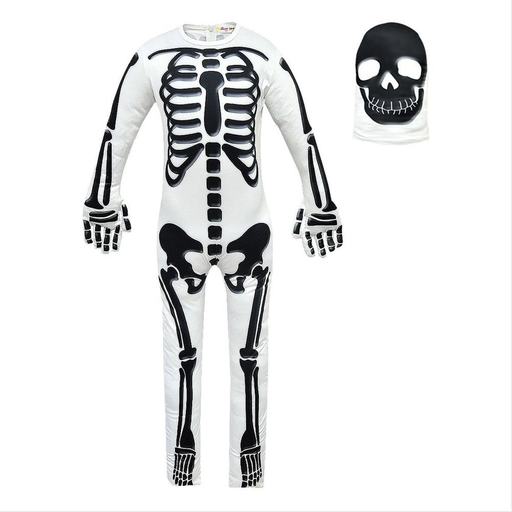 Kids Fortress Night Costume + Mask Headgear Halloween Horror Skull Zombie Ghost Jumpsuit Carnival Party Boys Girls Fancy Dress