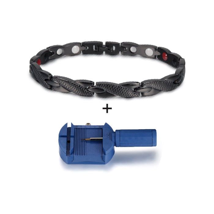 Vinterly Energy Magnetic Bracelet Men Gold-color Chain Health Bracelet Male Germanium Stainless Steel Magnetic Bracelets for Men