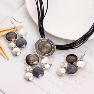 Fashion Brand Jewelry Sets Blue Rope Chain Round Beads Pendant Necklace Drop Earring High Quality Free Shipping Wedding Jewelry